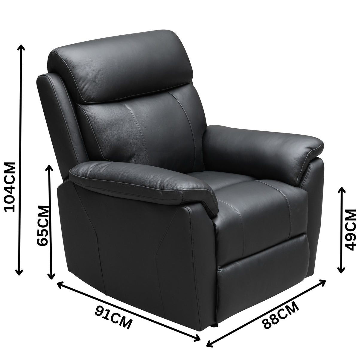 Sundance 3+1+1 Seater Set Recliner Split Leather Lounge Chair Black