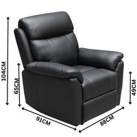 Sundance 3+1+1 Seater Set Recliner Split Leather Lounge Chair Black