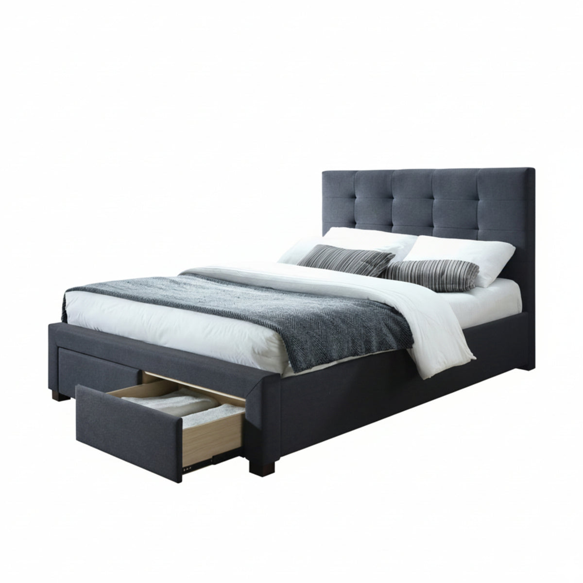 Sundance Double Bed Frame Storage Drawer Mid Grey