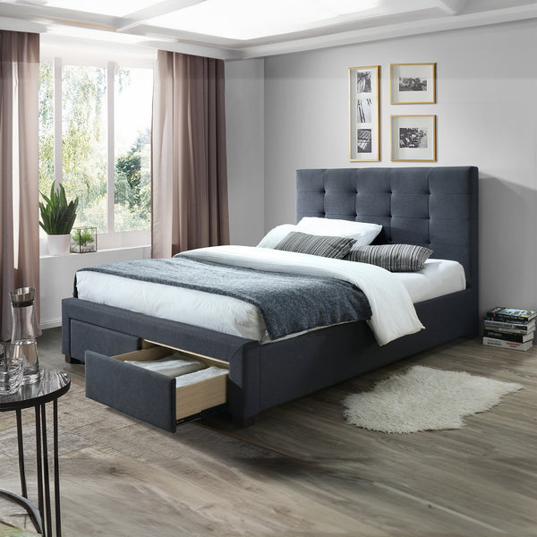 Sundance Double Bed Frame Storage Drawer Mid Grey