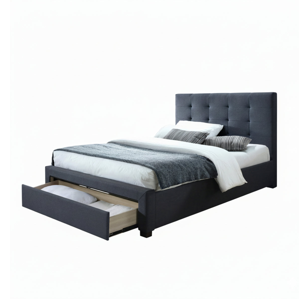 Sundance King Singe Bed Frame Storage Drawer Mid Grey