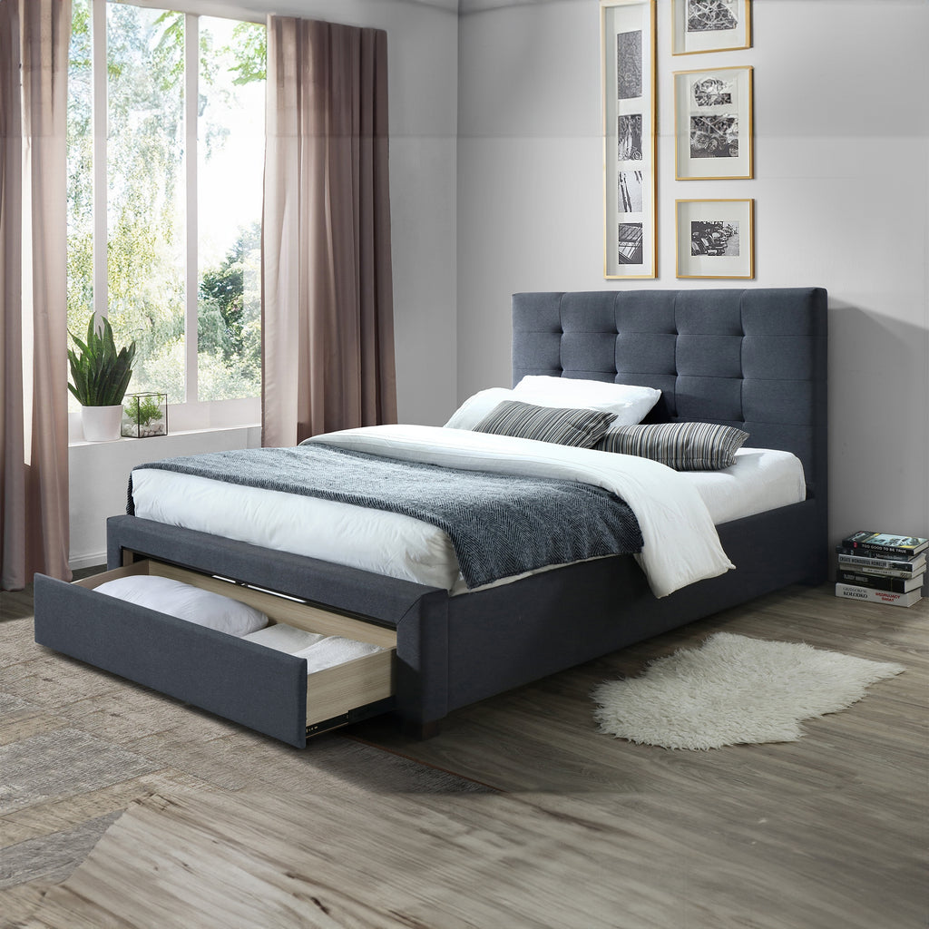 Sundance King Singe Bed Frame Storage Drawer Mid Grey