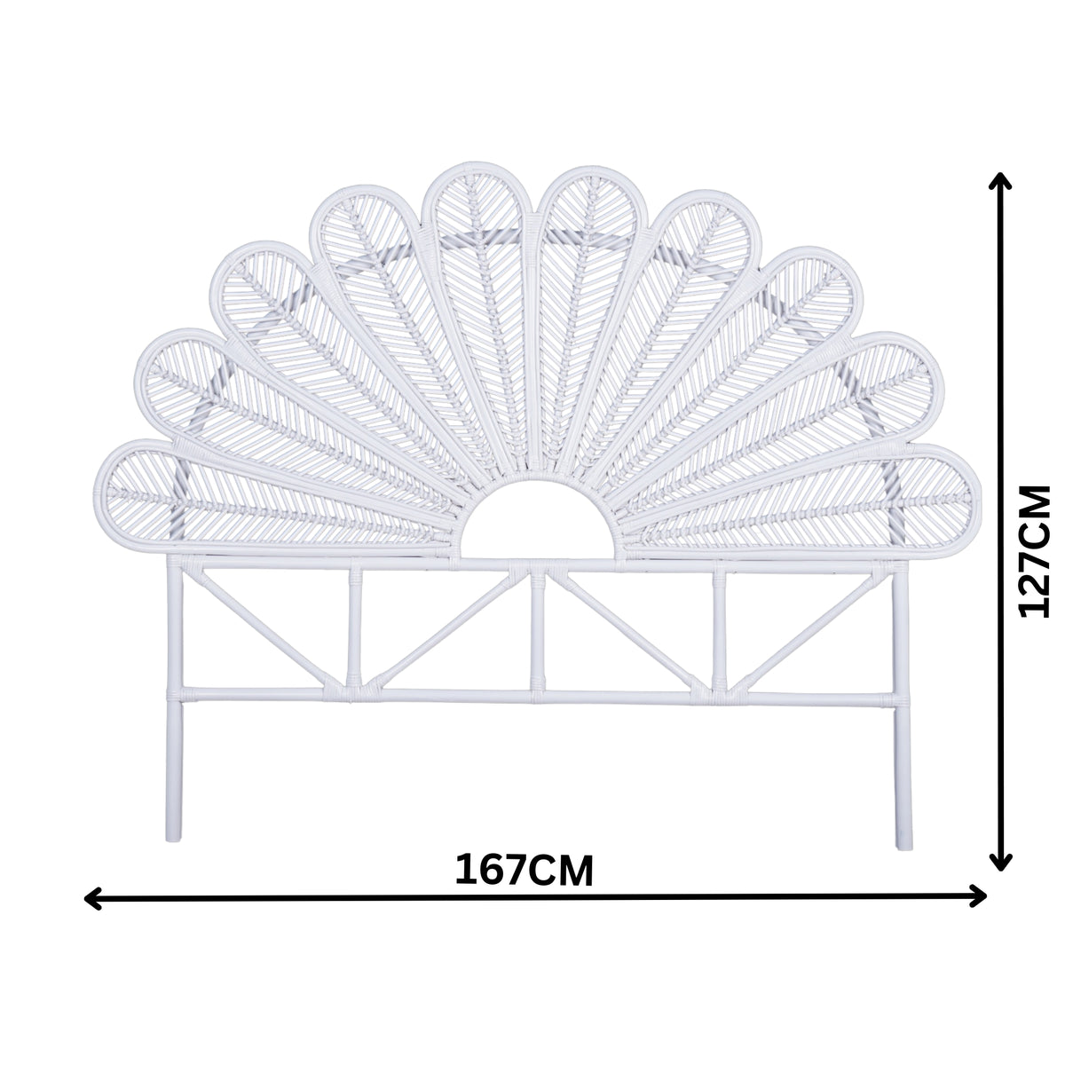 Sunny Double Rattan Cane Bed Head Headboard White