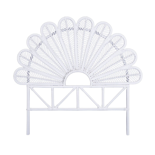 Sunny King Single Rattan Cane Bed Head Headboard White