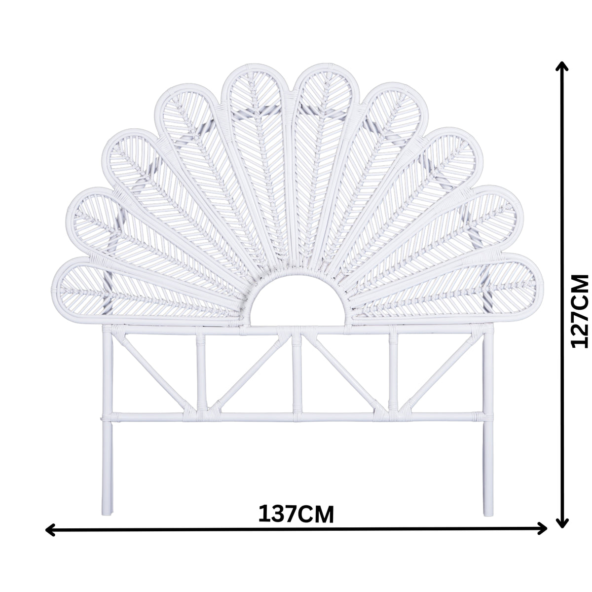 Sunny King Single Rattan Cane Bed Head Headboard White