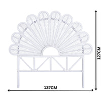 Sunny King Single Rattan Cane Bed Head Headboard White