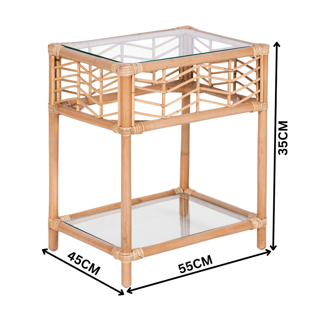 Sunny Rattan Cane Bedside Table Natural