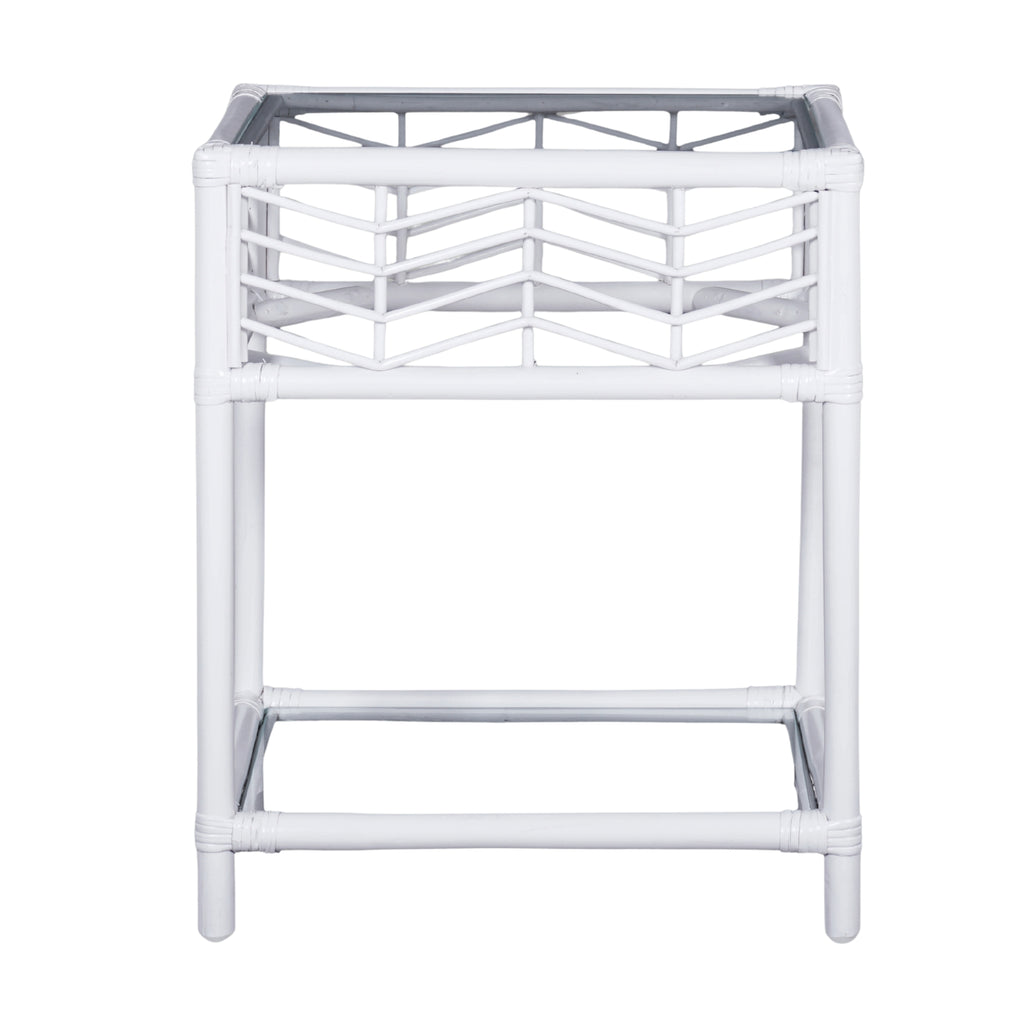 Sunny Rattan Cane Bedside Table White