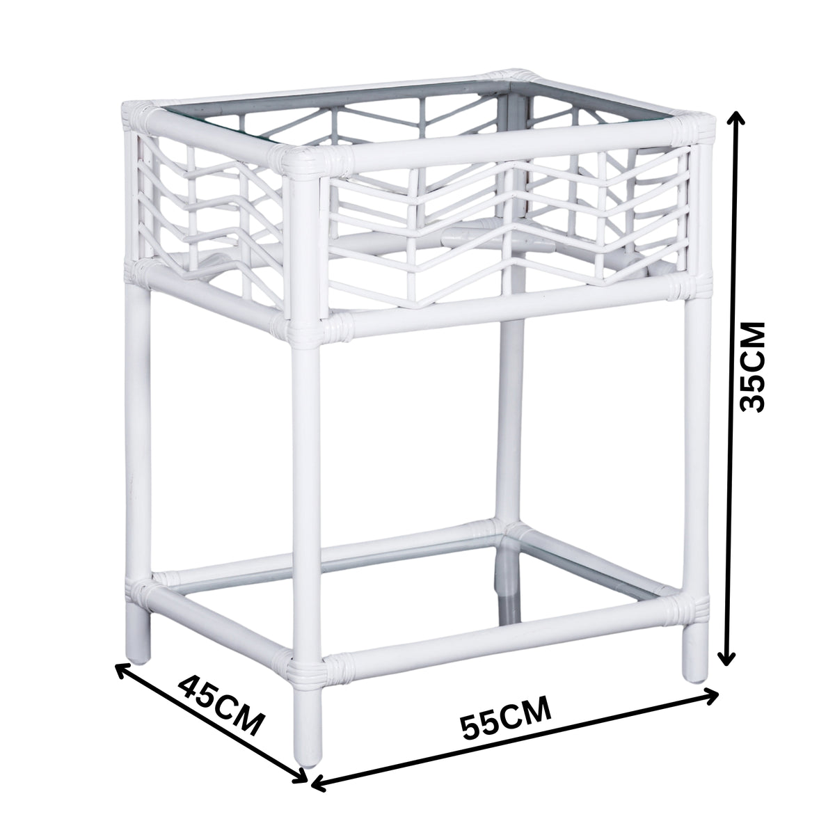 Sunny Rattan Cane Bedside Table White