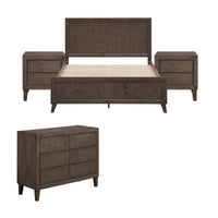 Suno Double Bedroom Suite Bed Frame Bedside Dresser Set Dark Grey