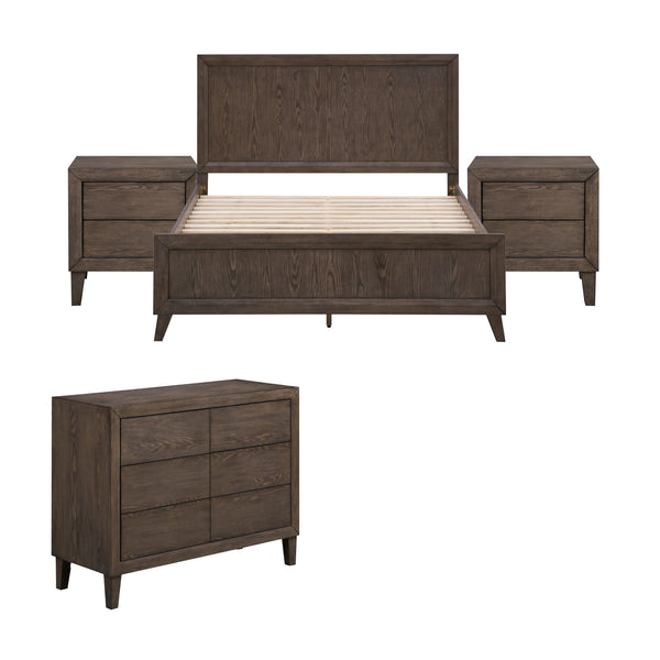 Suno Double Bedroom Suite Bed Frame Bedside Dresser Set Dark Grey