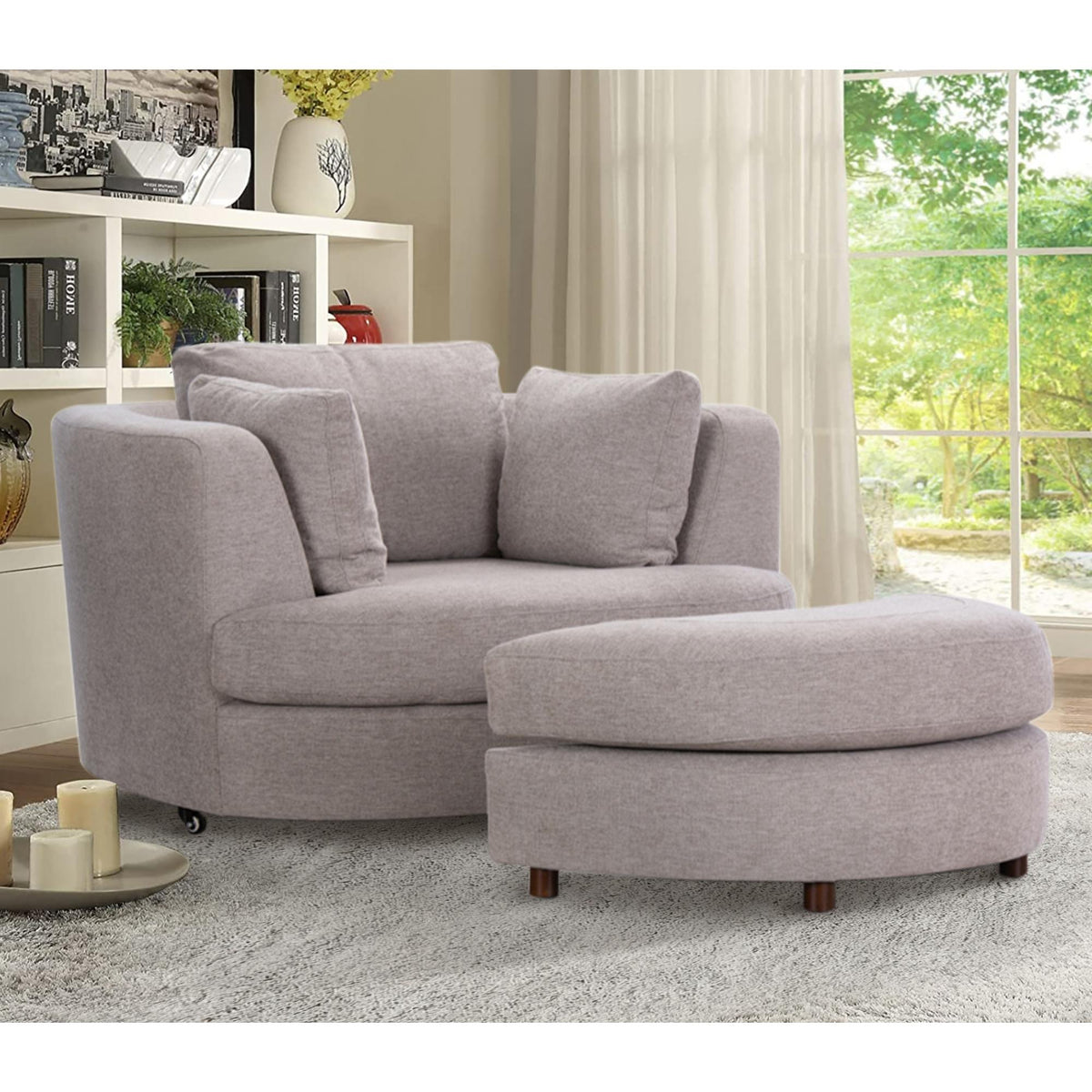 Sunshine Single Sofa Love Chair Fabric Swivel Armchair - Steel