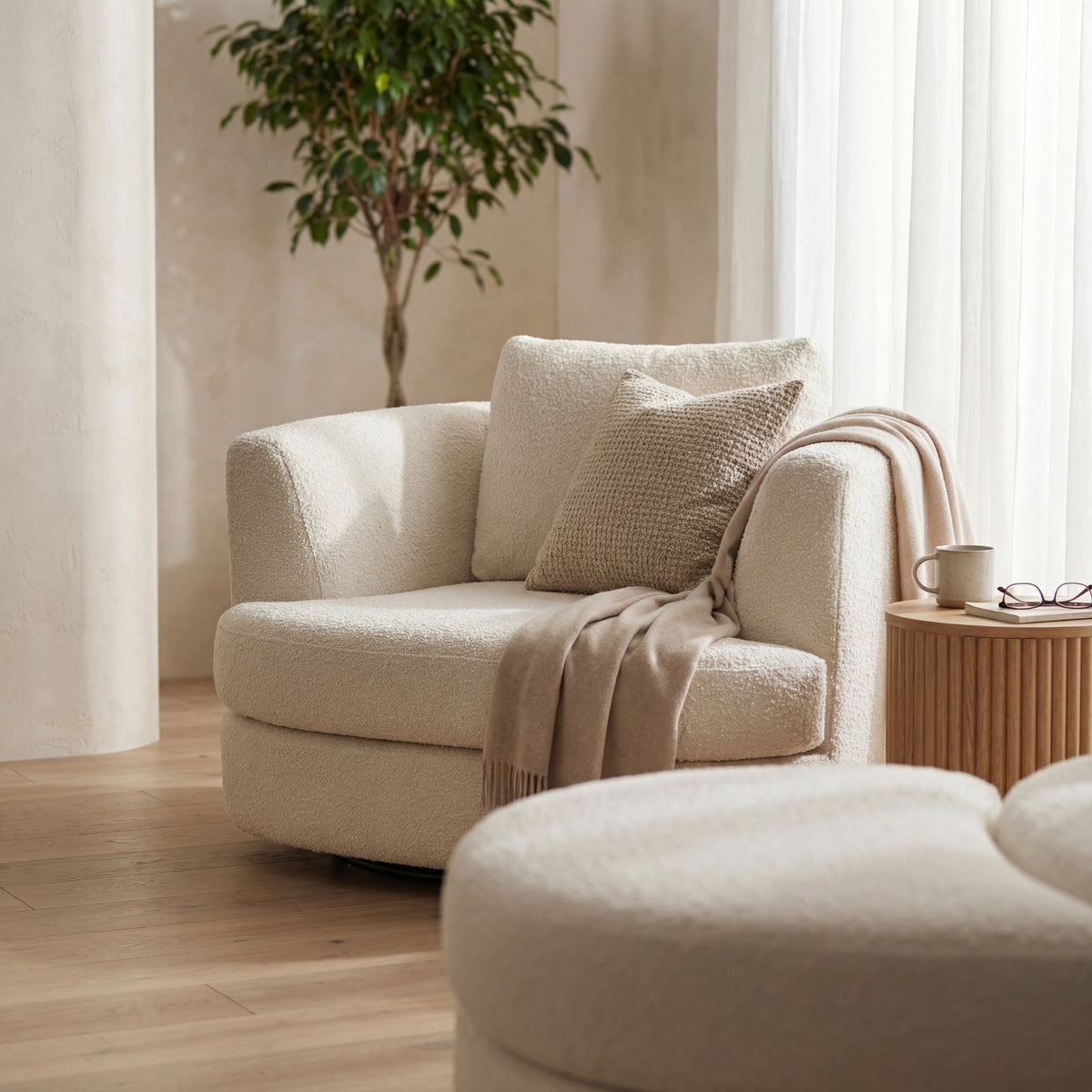 Sunshine Swivel Accent Chair Steel Grey Snow White