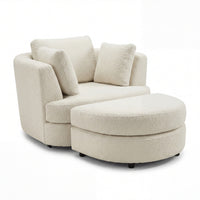 Sunshine Swivel Accent Chair with Ottoman Snow White