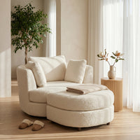 Sunshine Swivel Accent Chair with Ottoman Snow White