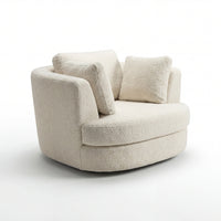 Sunshine Swivel Accent Chair with Ottoman Snow White