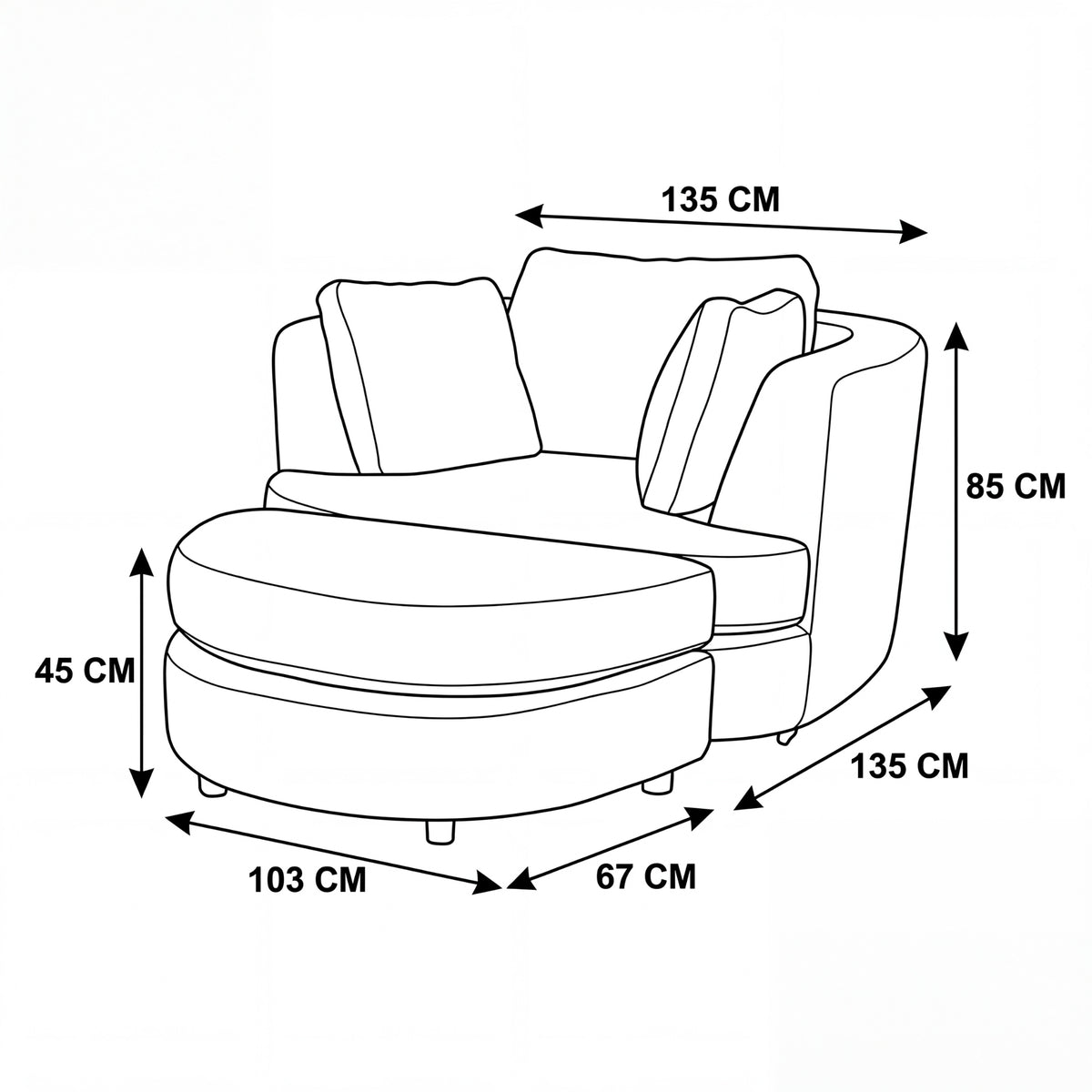 Sunshine Swivel Accent Chair with Ottoman Snow White
