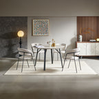 Supreme 120cm Round Dining Table Faux Marble Melamine Top Stone Grey