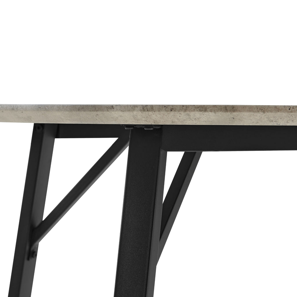 Supreme 120cm Round Dining Table Faux Marble Melamine Top Stone Grey
