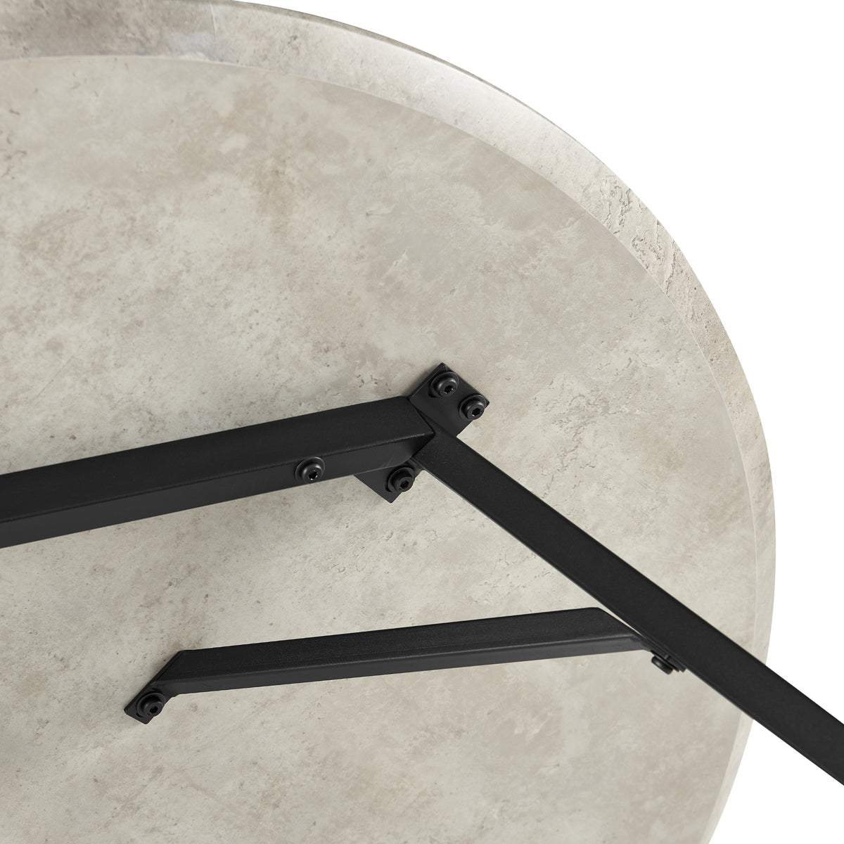 Supreme 120cm Round Dining Table Faux Marble Melamine Top Stone Grey