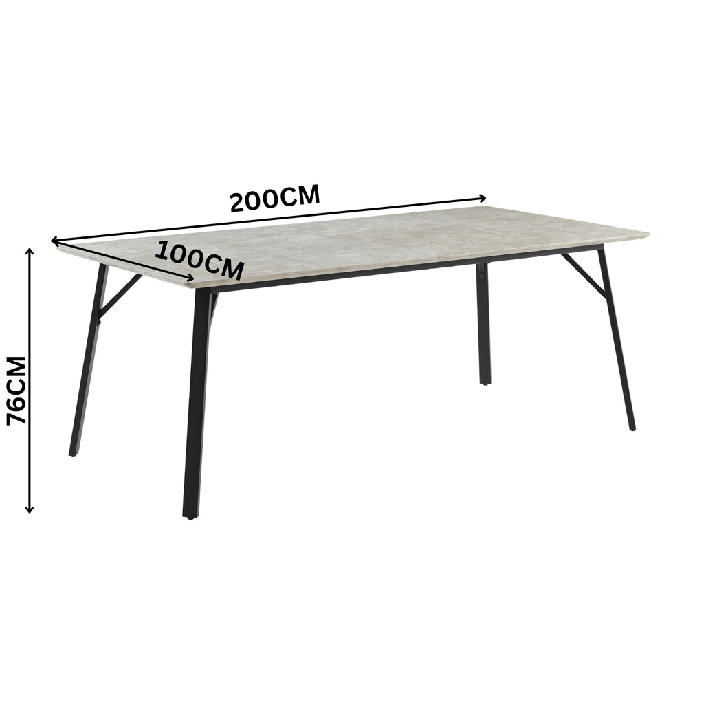 Supreme 200cm Dining Table Faux Marble Melamine Top Stone Grey