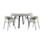 Supreme 5pc Set 120cm Round Dining Table Chair Faux Marble Melamine Top Stone Grey