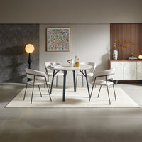 Supreme 5pc Set 120cm Round Dining Table Chair Faux Marble Melamine Top Stone Grey