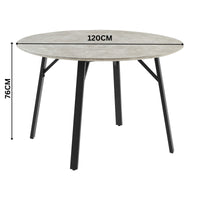 Supreme 5pc Set 120cm Round Dining Table Chair Faux Marble Melamine Top Stone Grey