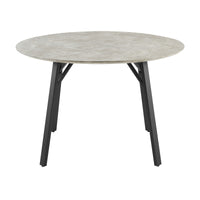 Supreme 5pc Set 120cm Round Dining Table Chair Faux Marble Melamine Top Stone Grey