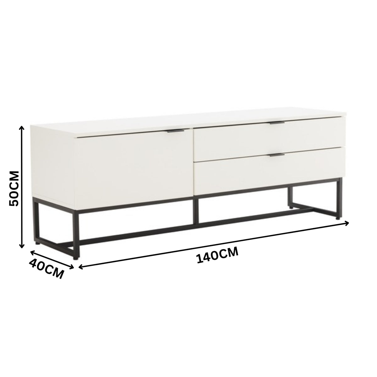 Svana 140cm ETU Entertainment TV Unit White — dimensions diagram