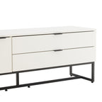 Svana 140cm ETU Entertainment TV Unit White, close-up of the drawers and frame