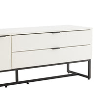 Svana 140cm ETU Entertainment TV Unit White, close-up of the drawers and frame