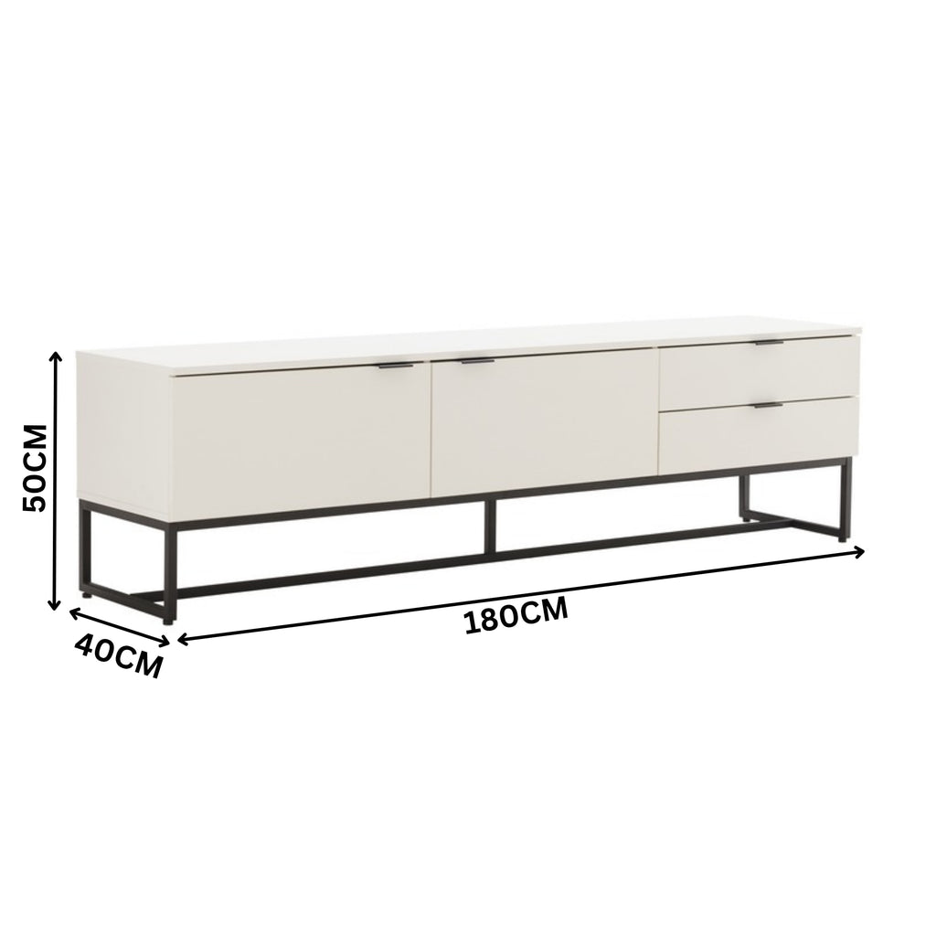 Svana 180cm ETU Entertainment TV Unit White — dimensions diagram