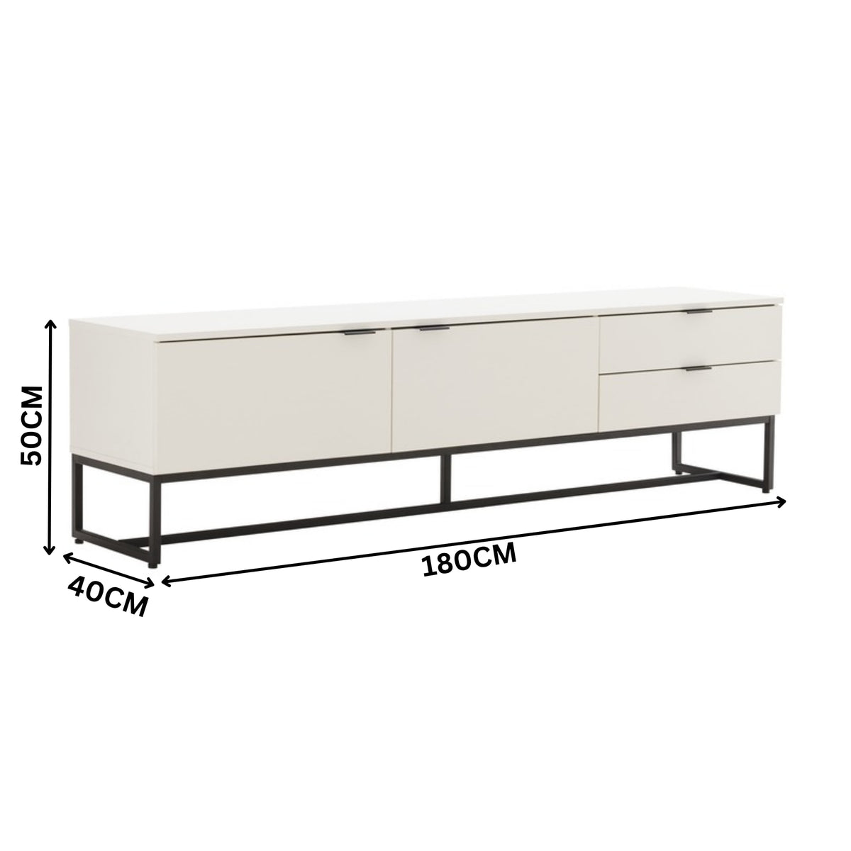 Svana 180cm ETU Entertainment TV Unit White — dimensions diagram