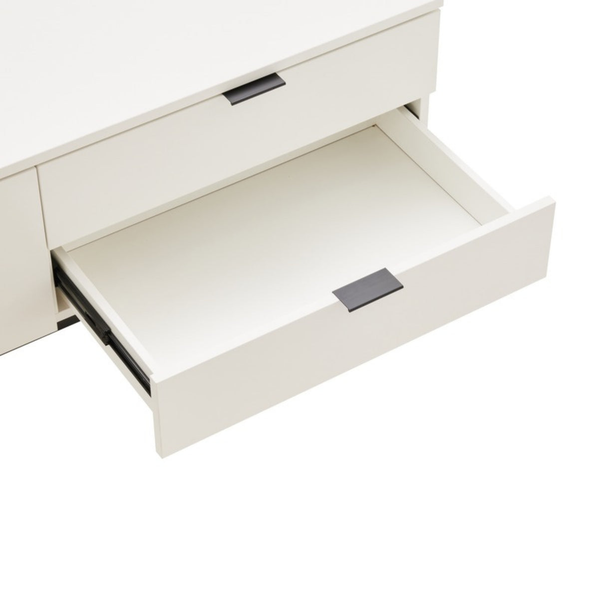 Svana 180cm ETU Entertainment TV Unit White, close-up of an open drawer