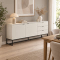 Svana 180cm Sideboard Buffet Table White, in a dining area beneath a framed print