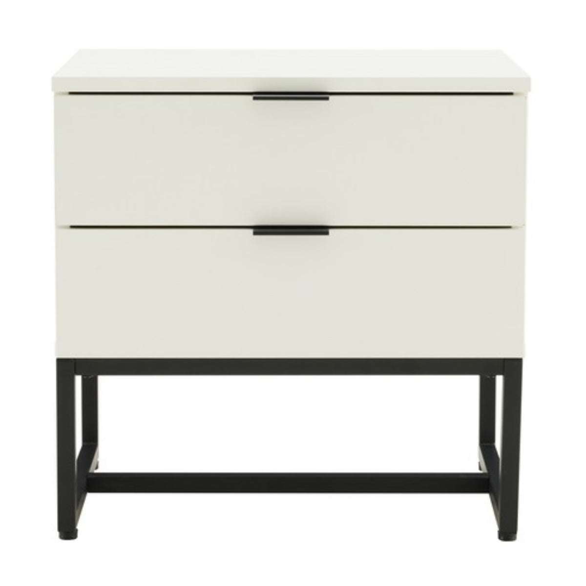 Svana 2 Drawer Bedside Table White, front view on a white background