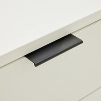 Svana 2 Drawer Bedside Table White, close-up of the recessed pull