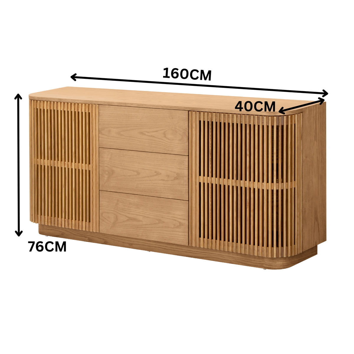 Tahlia 160cm Sideboard Modern 2 Door 3 Drawer Storage Cabinet Unit Natural
