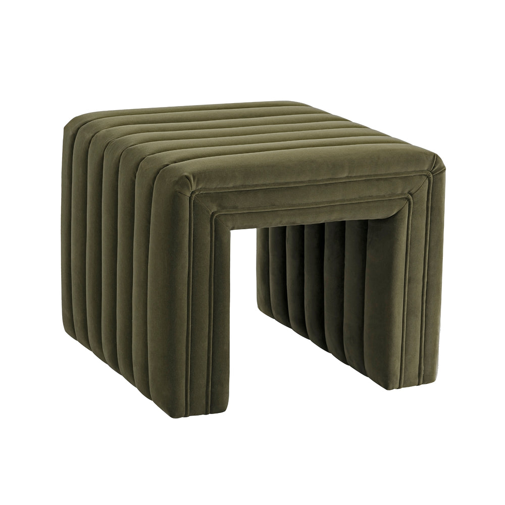 Tasker 55cm Velvet Ottoman Moss – Divano Furniture