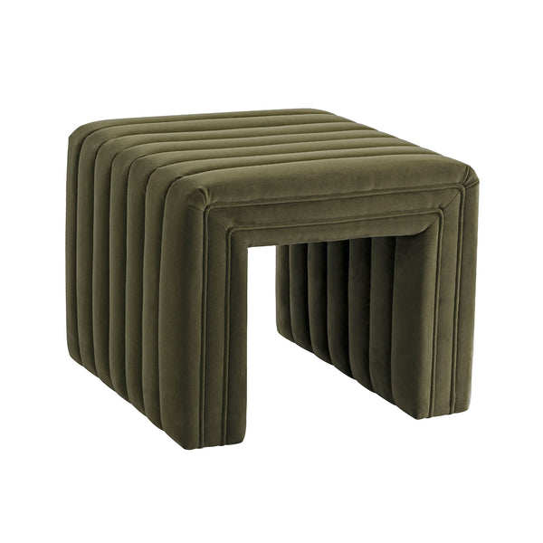 Tasker 55cm Velvet Ottoman Moss