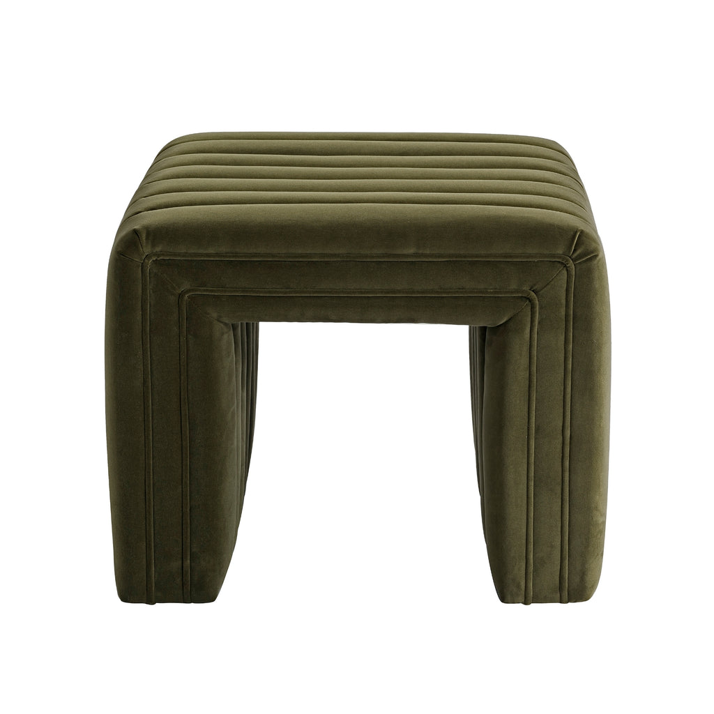 Tasker 55cm Velvet Ottoman Moss