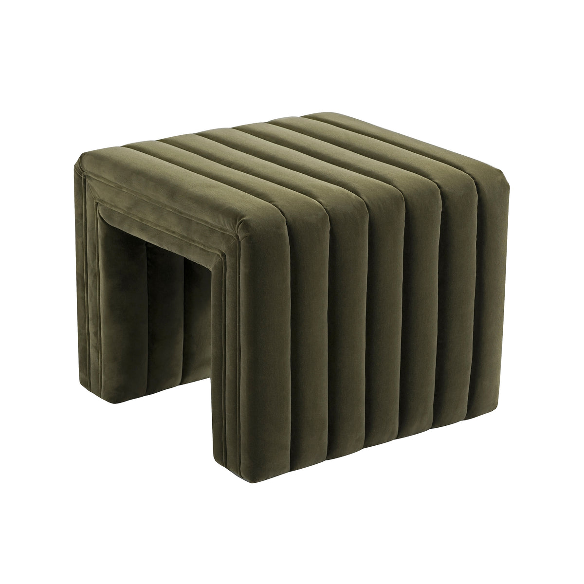 Tasker 55cm Velvet Ottoman Moss