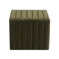 Tasker 55cm Velvet Ottoman Moss