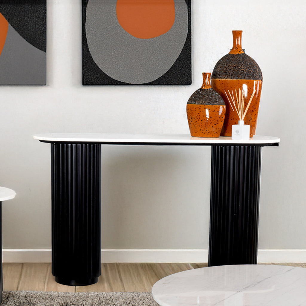 Terri 130cm Marble Console Table Black White