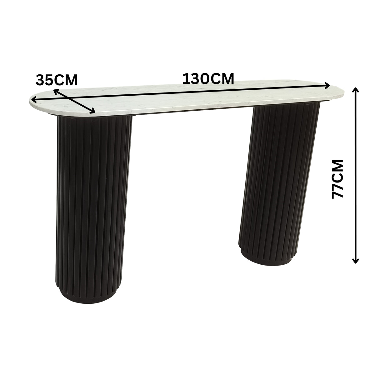 Terri 130cm Marble Console Table Black White