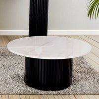 Terri 70cm Marble Coffee Table Black White