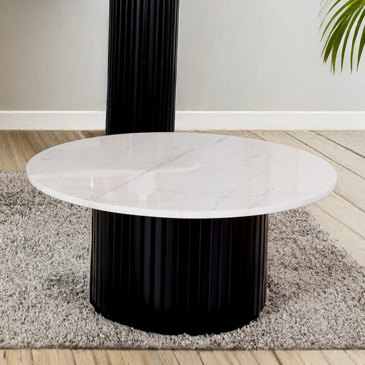 Terri 70cm Marble Coffee Table Black White