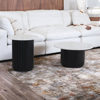 Terri 70cm Marble Coffee Table Black White