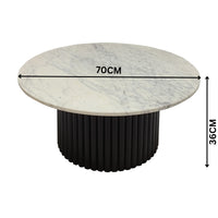 Terri 70cm Marble Coffee Table Black White